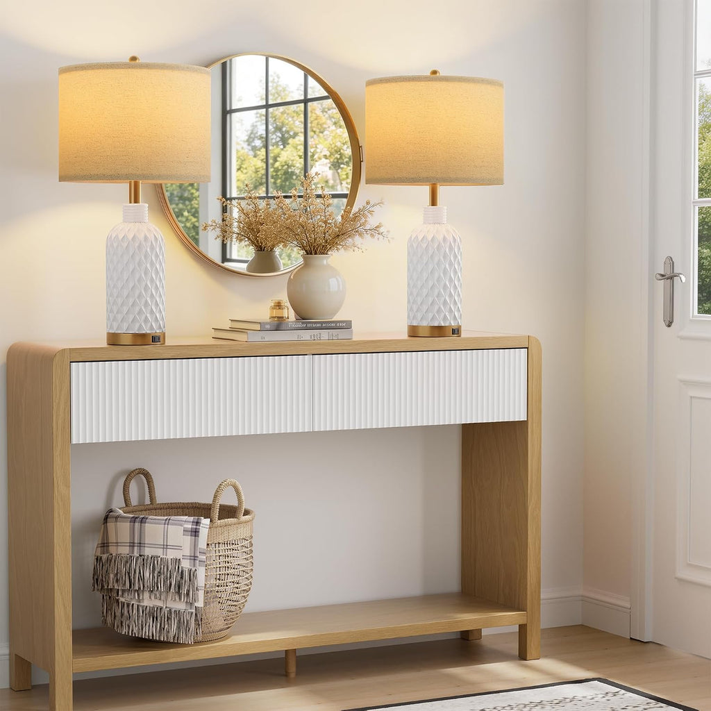 Modern Ceramic Bedside Lamp Set Of 2