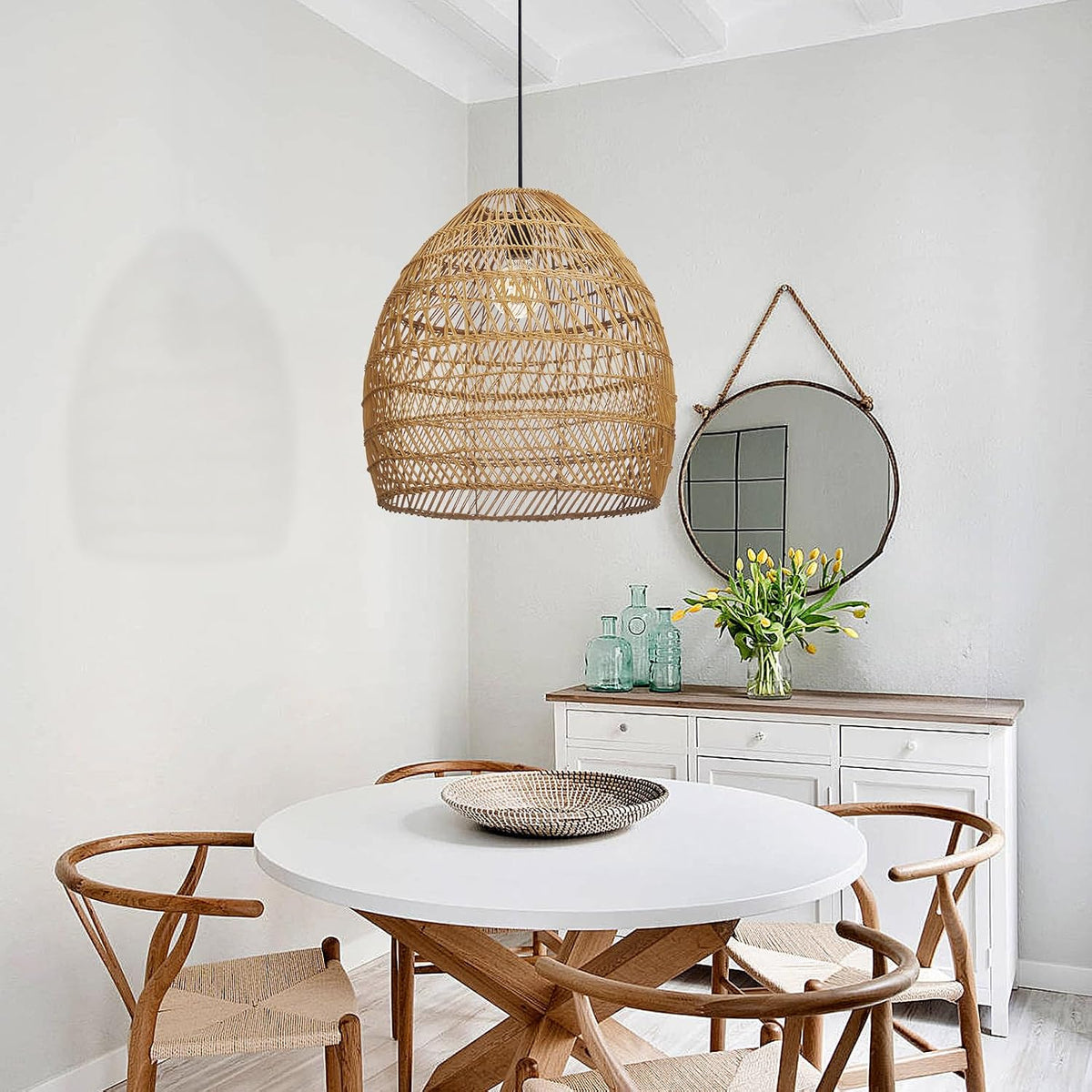 Rustic Woven Rattan Ceiling Pendant Light