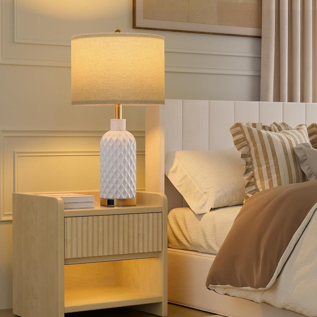 Modern Ceramic Bedside Lamp Set Of 2