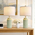 Green Ceramic Bedside Lamps Set Of 2
