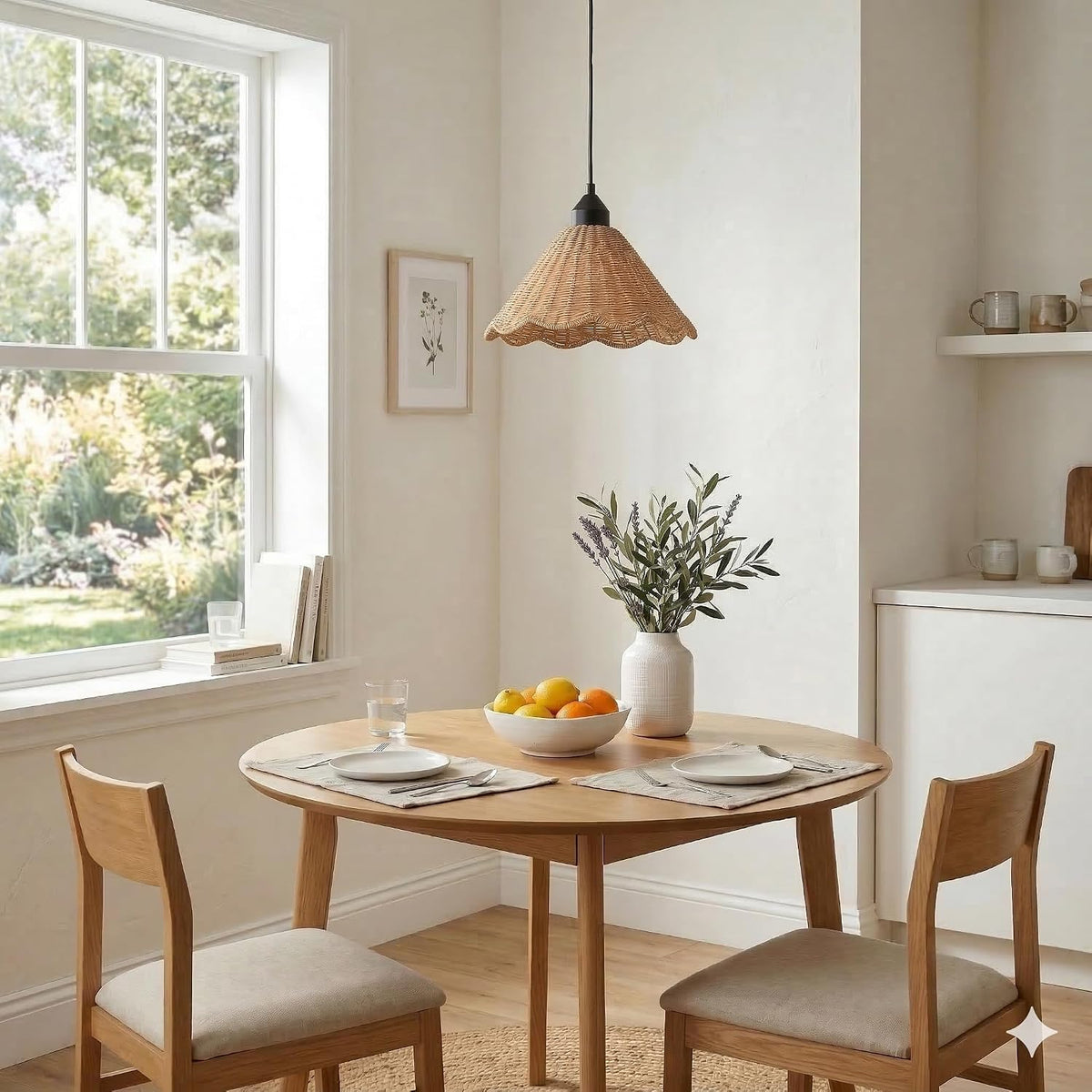 Hand‑Woven Scalloped Rattan Pendant Lights