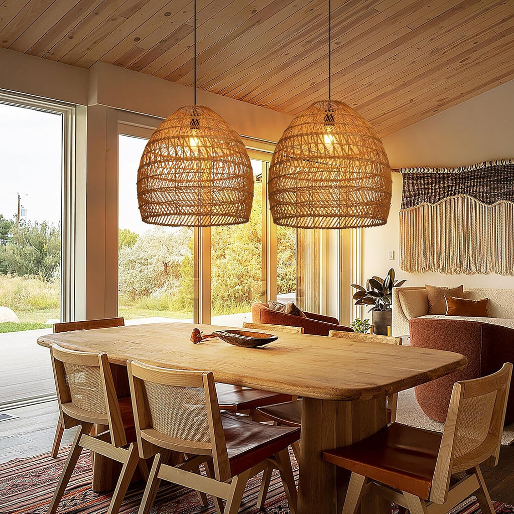 Rustic Woven Rattan Ceiling Pendant Light